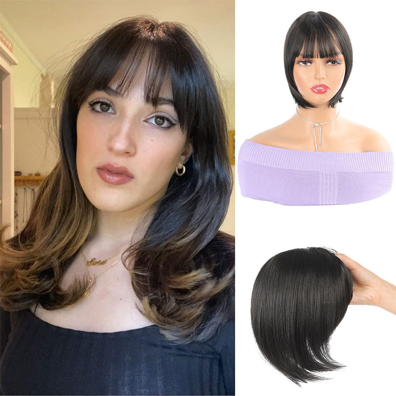 French Style Bangs Hair Topper with Breathable T-Mesh Base