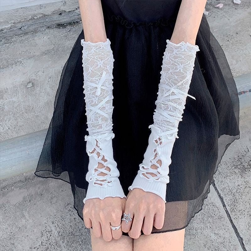 Women's Lolita Lace Long Gloves, Gothic Ballet Arm Sleeves