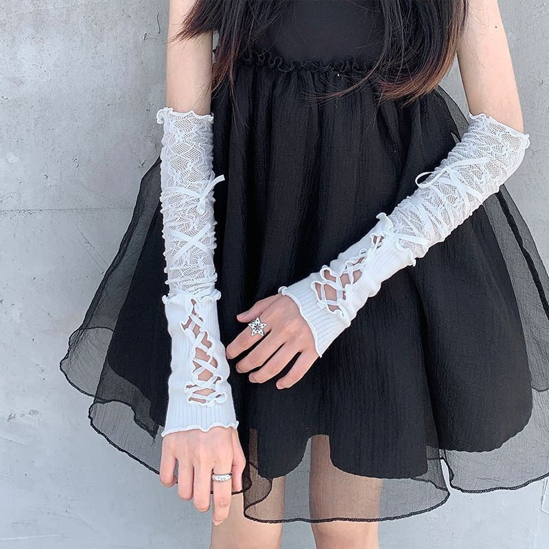 Women's Lolita Lace Long Gloves, Gothic Ballet Arm Sleeves