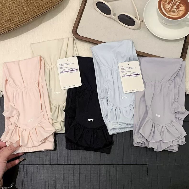 Women's Ruffled Ice Silk UV Protection Arm Sleeves for Summer