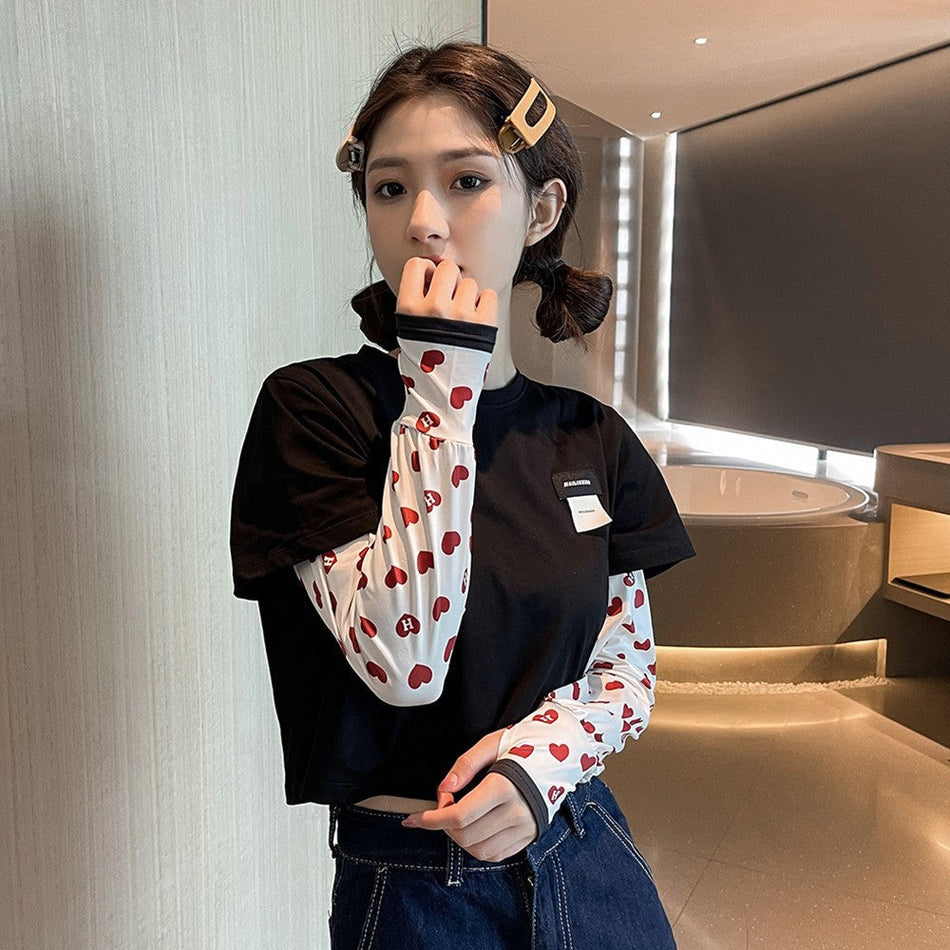 Women's Ice Silk UV Protection Arm Sleeves with Gloves for Summer
