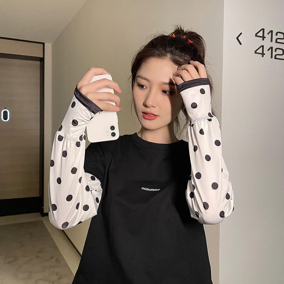 Women's Ice Silk UV Protection Arm Sleeves with Gloves for Summer