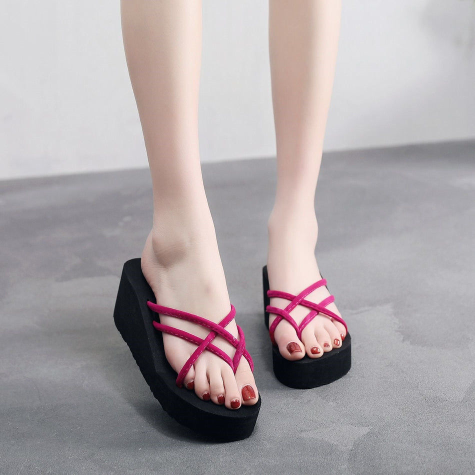 Women's Platform Wedge Flip Flop Sandals with Non-Slip Sole