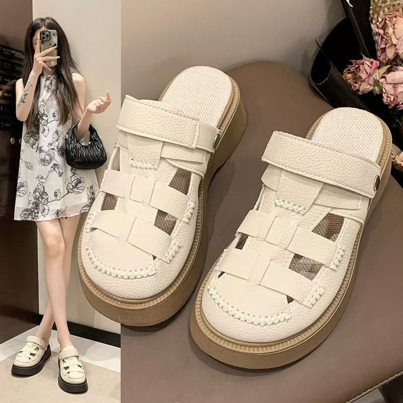 Women's Closed Toe Roman Sandals with Thick Sole