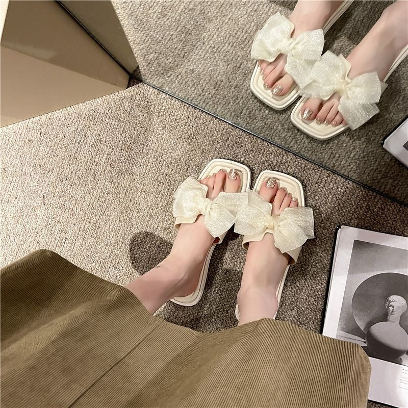 Women's Bow Flat Sandals with Non-Slip Sole for Summer