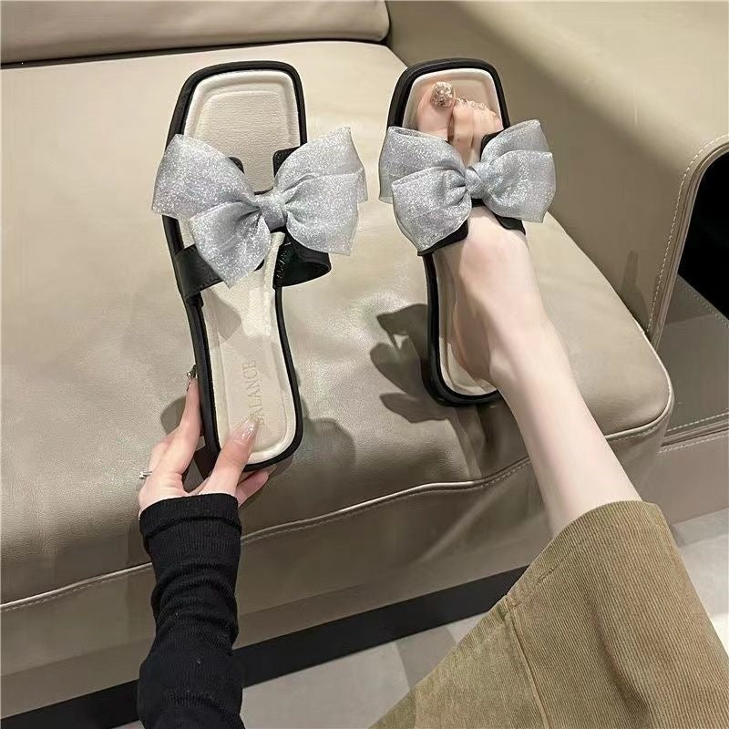 Women's Bow Flat Sandals with Non-Slip Sole for Summer
