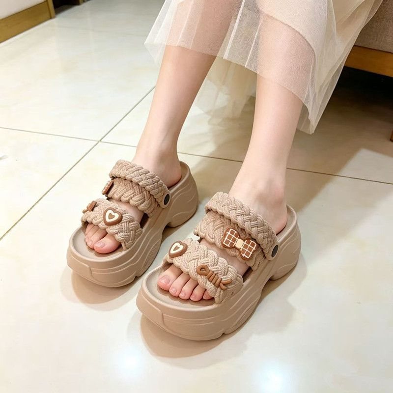 Women's Twisted Strap Platform Slippers with Thick Sole