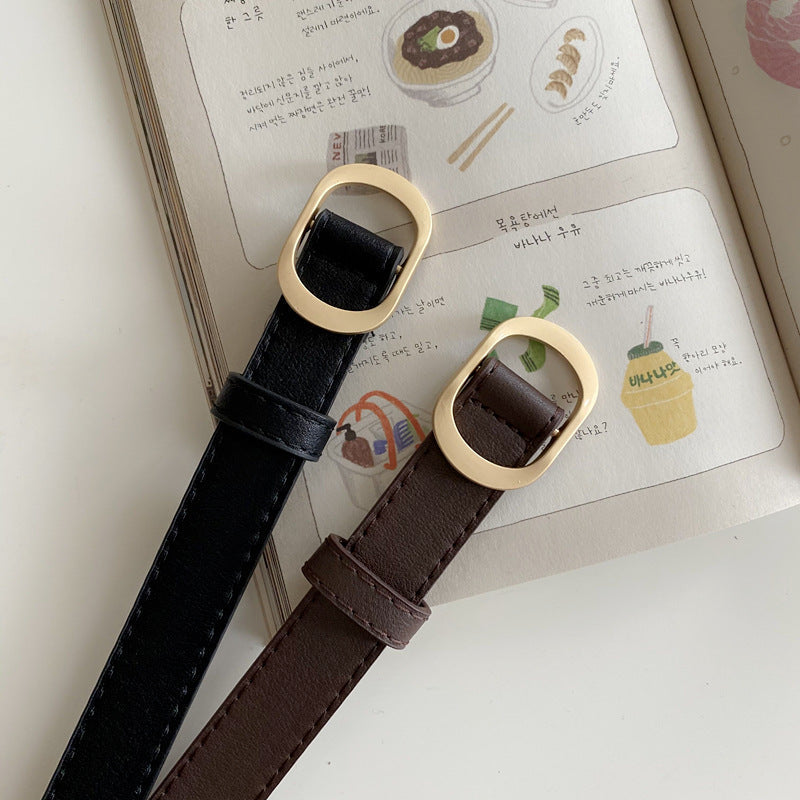 Women's No-Hole Oval Buckle Belt for Jeans & Casual Wear