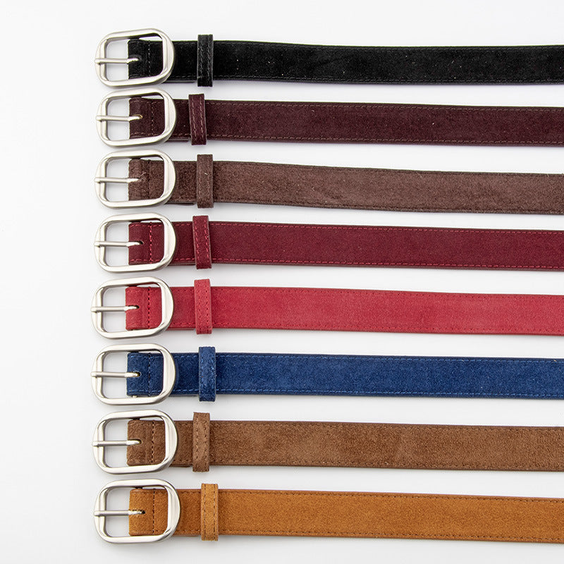 Women's Genuine Leather Vintage Pin Buckle Belt for Jeans