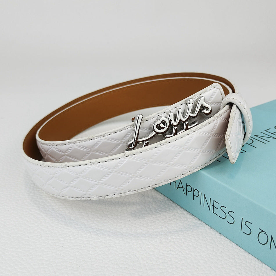 Women's Letter Buckle Leather Belt for Jeans, Dresses & Casual