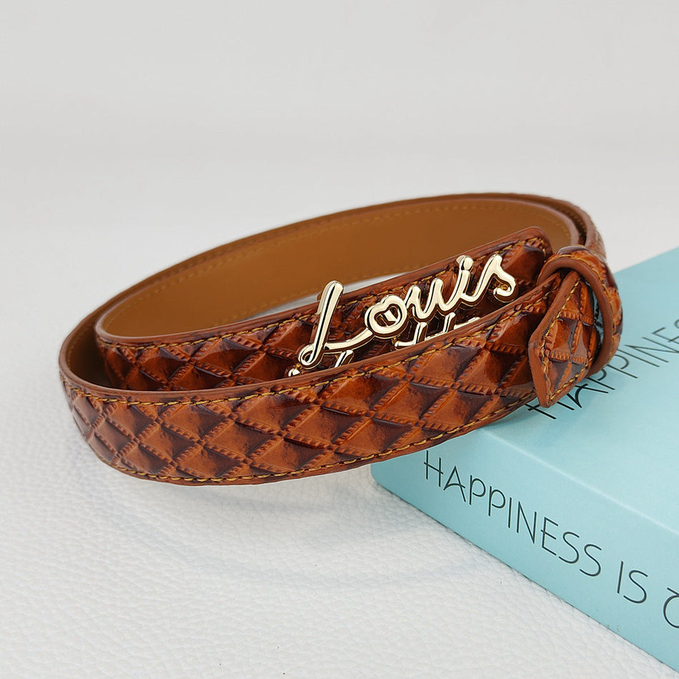 Women's Letter Buckle Leather Belt for Jeans, Dresses & Casual