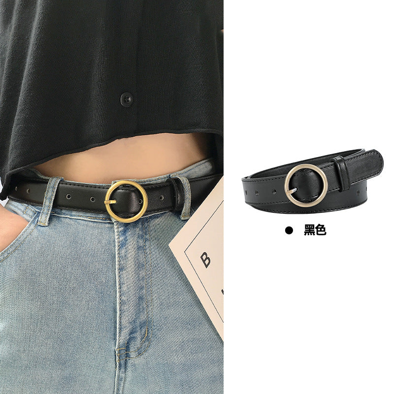 Women's Vintage Black Korean Style Belt for Jeans & Casual Wear
