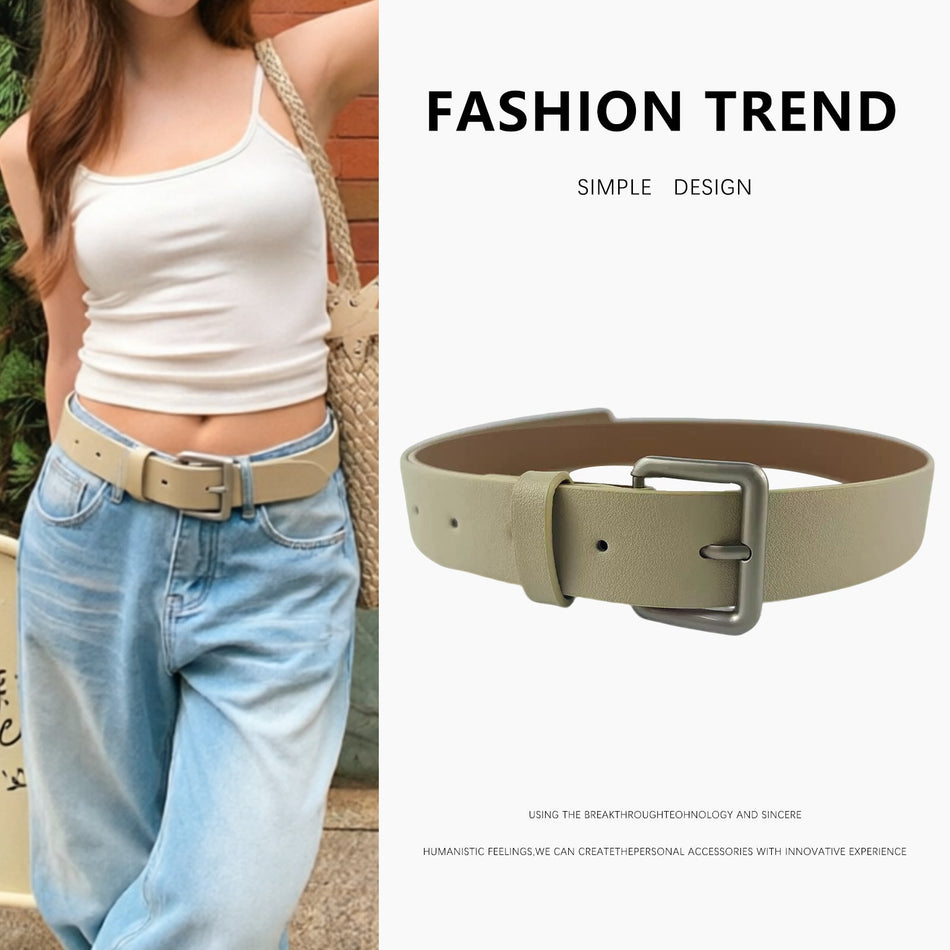Women's Wide PU Leather Decorative Belt for Jeans & Dresses