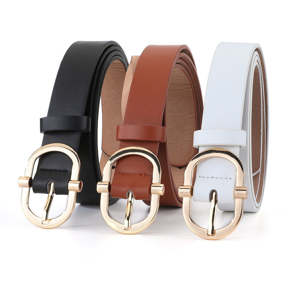 Women's Korean Style Pin Buckle PU Leather Belt for Jeans