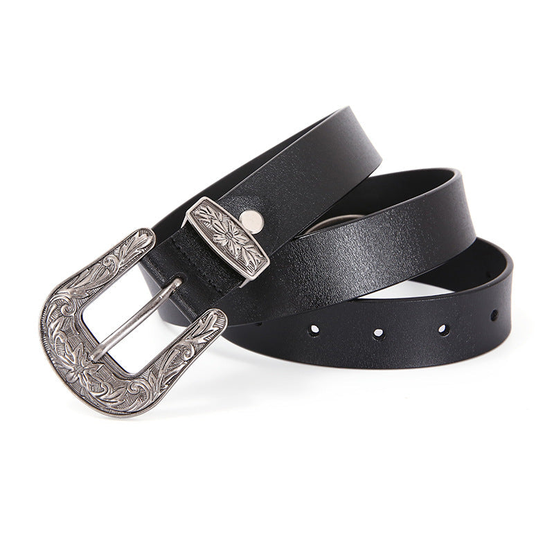 Women's Genuine Cowhide Leather Belt, Korean Style Jeans Belt