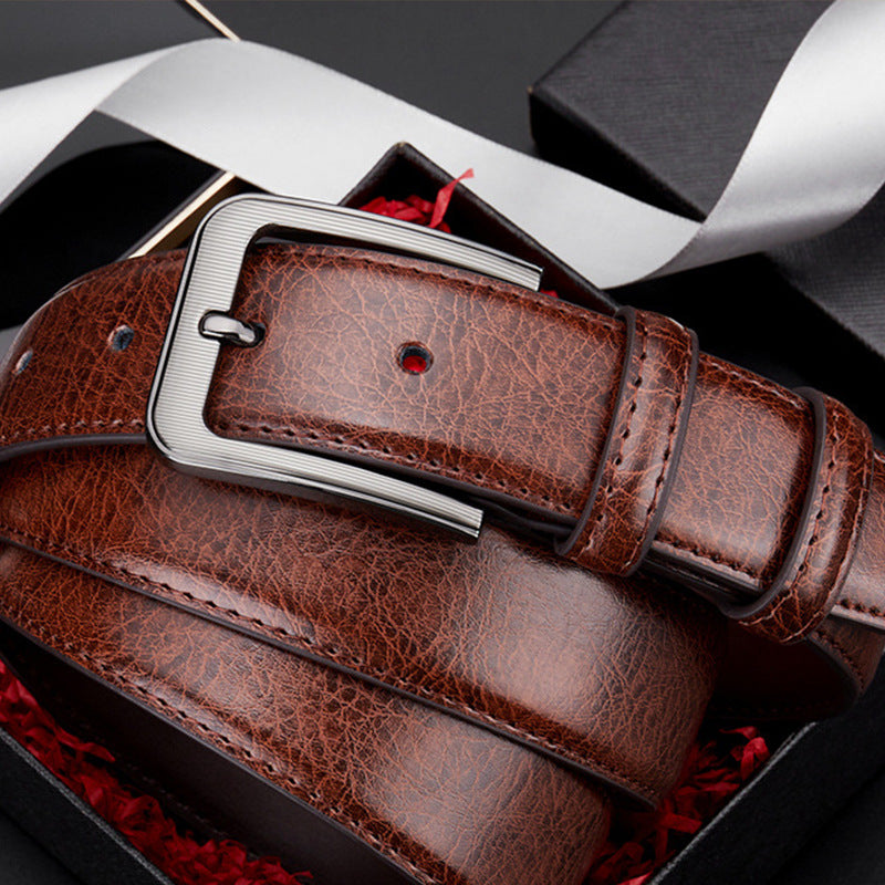 Men's Fashion Leather Belt, Business & Casual Pin Buckle Belt