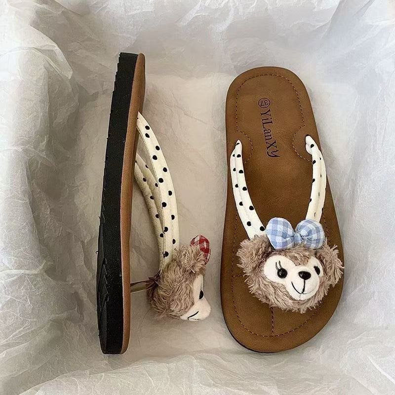 Women's Cartoon Print Beach Flip Flops with Non-Slip Sole