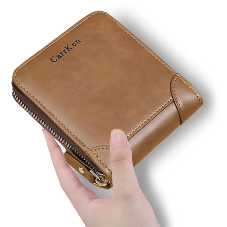 Men's Korean Style Short Wallet with Card Holder & Zipper Coin