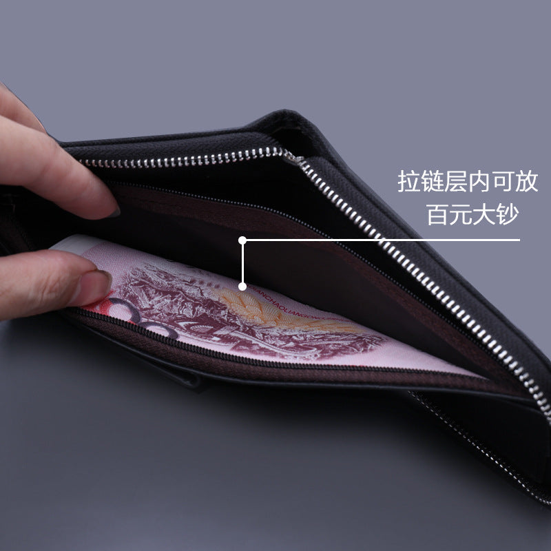 Men's Canvas Zip Wallet, Retro Multi-Card Short Wallet