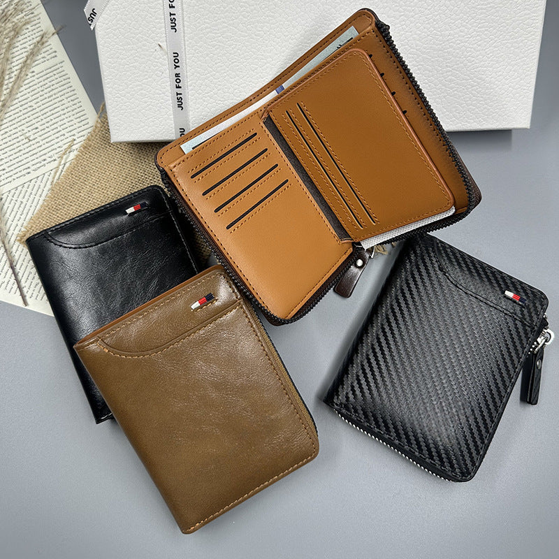 Men's PU Leather Short Wallet with RFID Card Holder