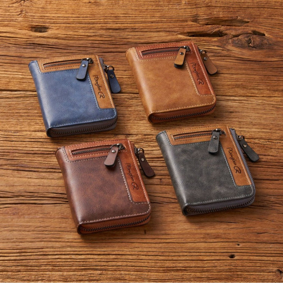 Men's Multifunctional Short Zipper Wallet with Multi-Card Slots