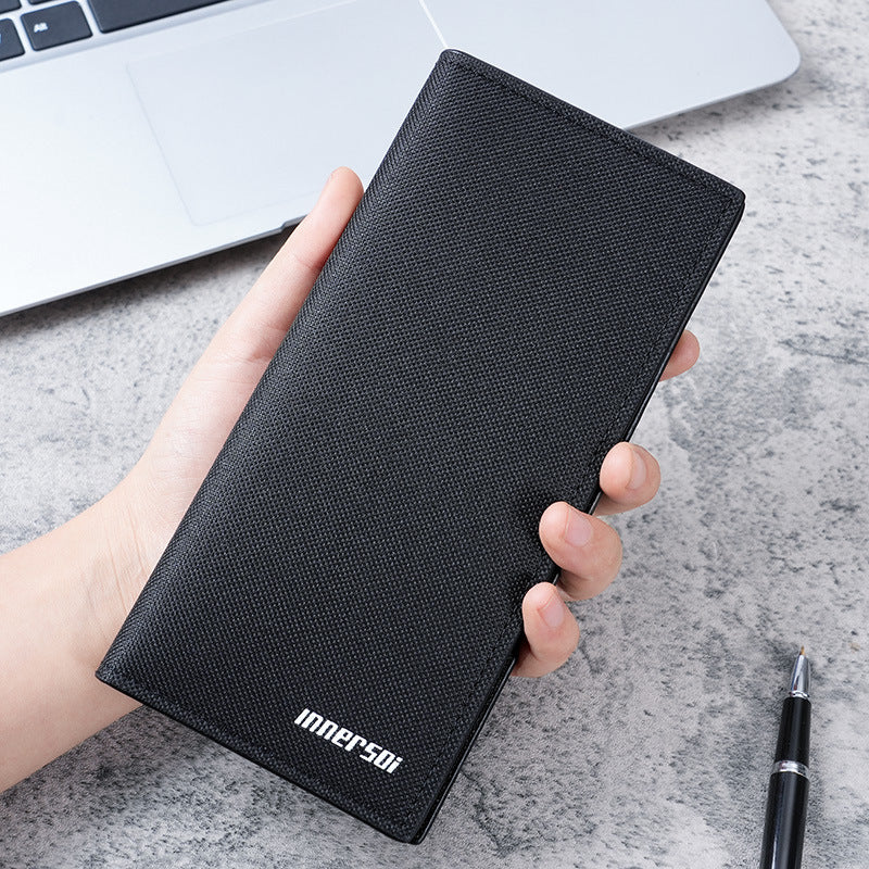 Men's Long Slim Wallet, Korean Style Bifold Wallet