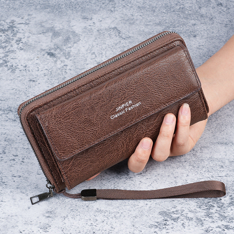 Men's Long PU Leather Wallet with Phone & Coin Pocket