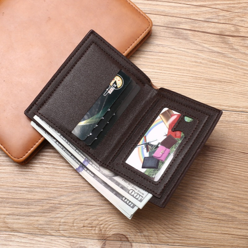 Men's Korean Style Short Bifold Wallet with Multi-Card Storage