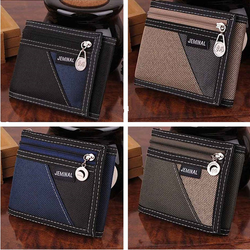 Men's Retro Canvas Short Wallet with Coin Pocket