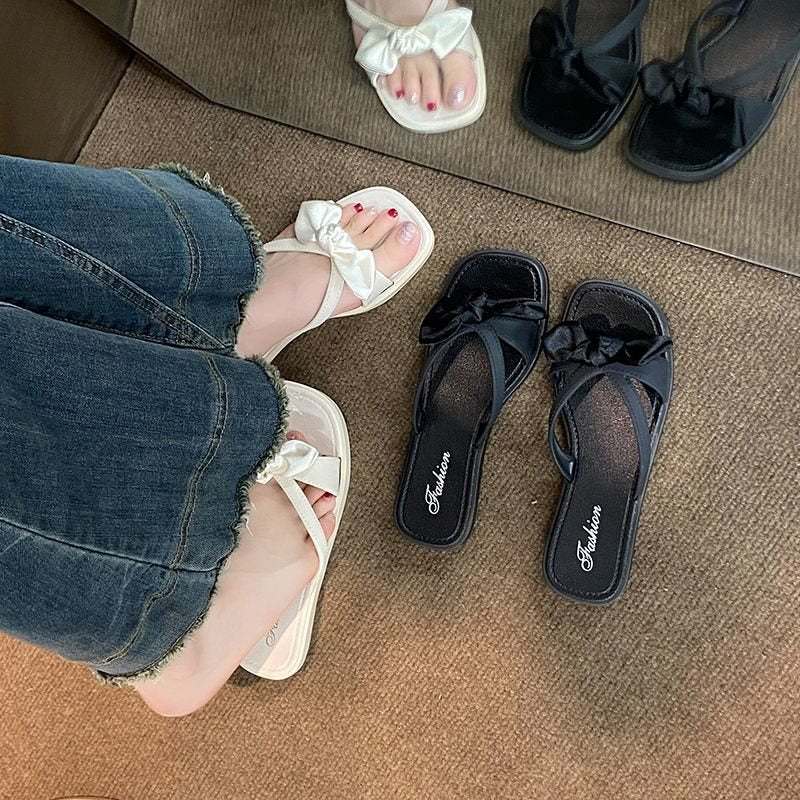 Women's Bow Knot Flat Sandals with Soft Comfortable Sole