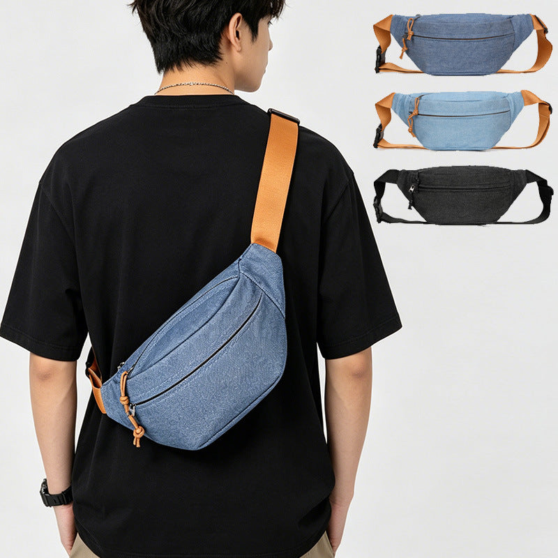 Korean Style Denim Crossbody Chest Bag for Men & Women