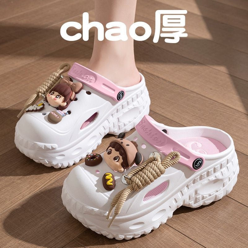 Women's Thick Sole Closed-Toe Clog Sandals for Outdoor Wear