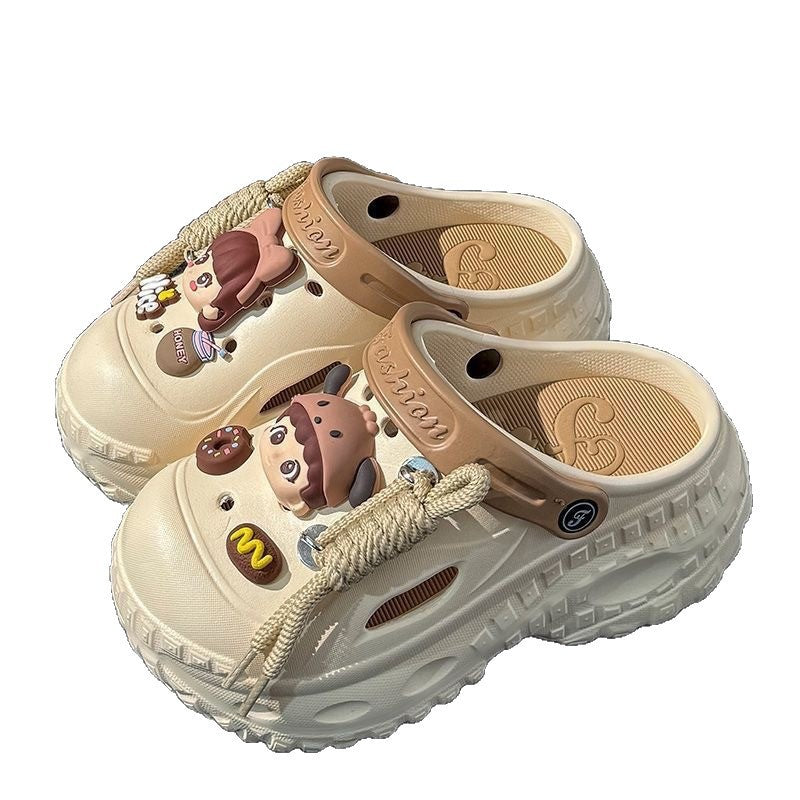Women's Thick Sole Closed-Toe Clog Sandals for Outdoor Wear