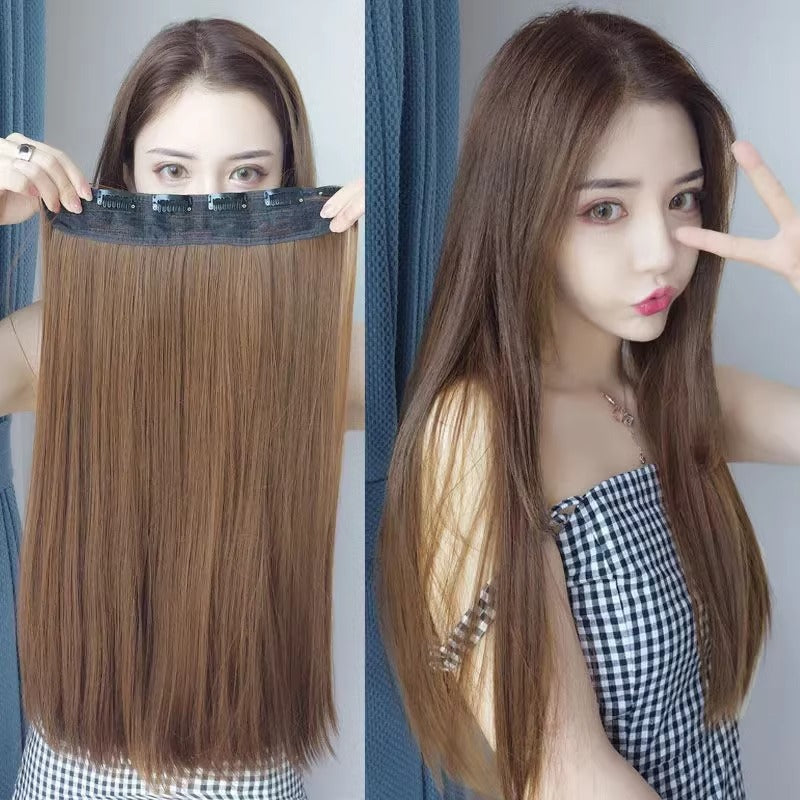 Women's Invisible Long Straight Hair Extension One-Piece Wig
