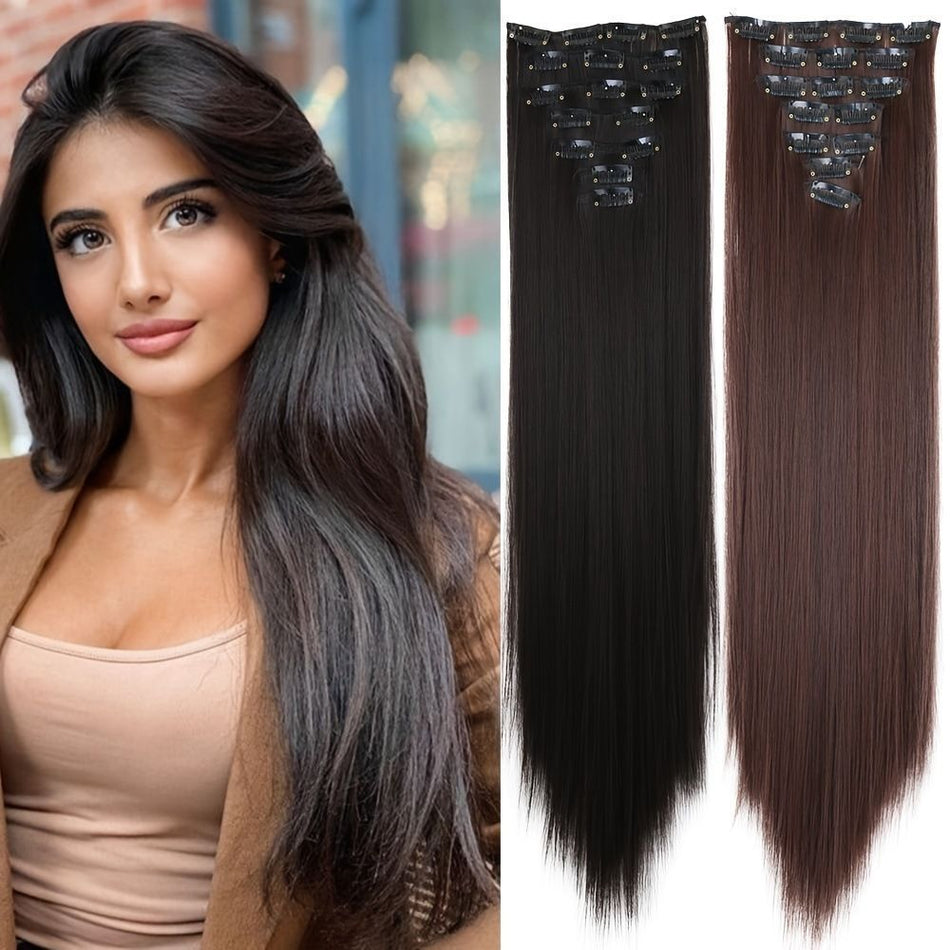 Women's Seven-Piece Straight Hair Extension Wig Set