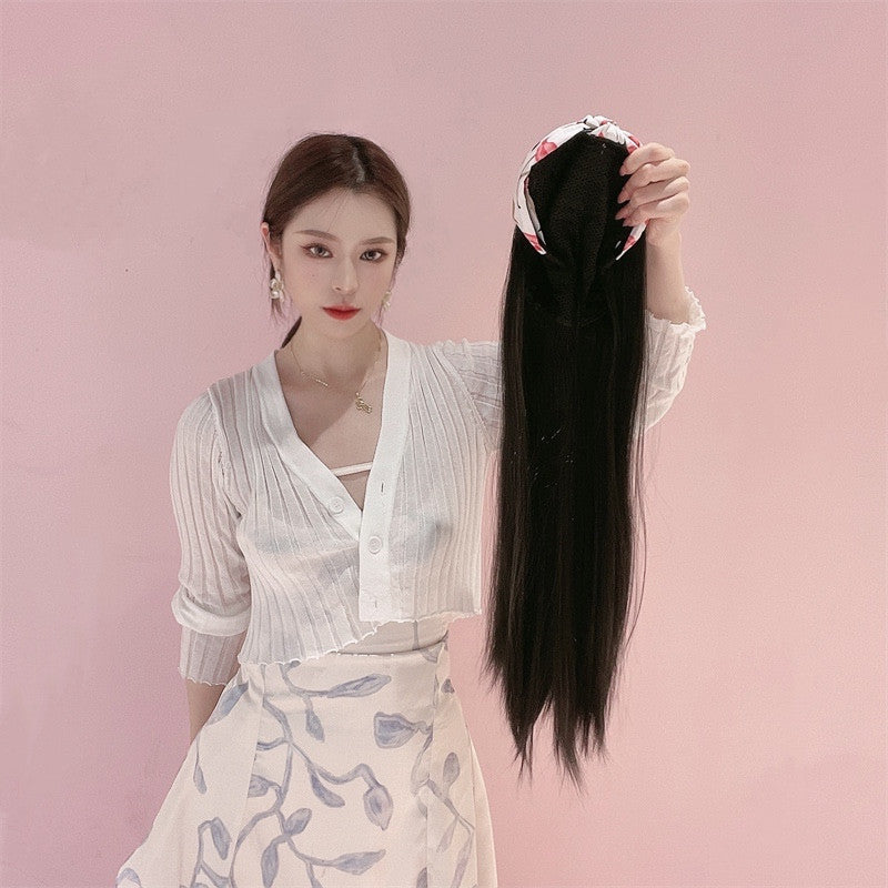 Women's Long Straight Headband Half Wig Synthetic Hairpiece