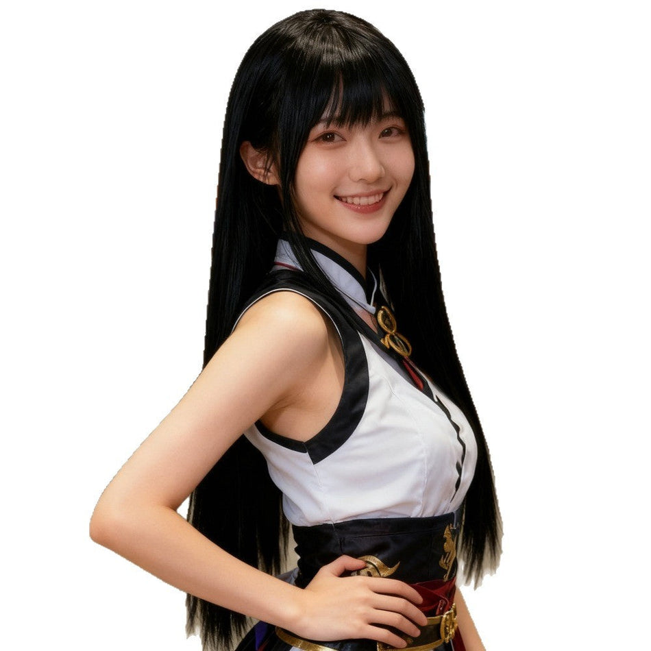 Women's Long Straight Wig with Air Bangs Full Head Coverage