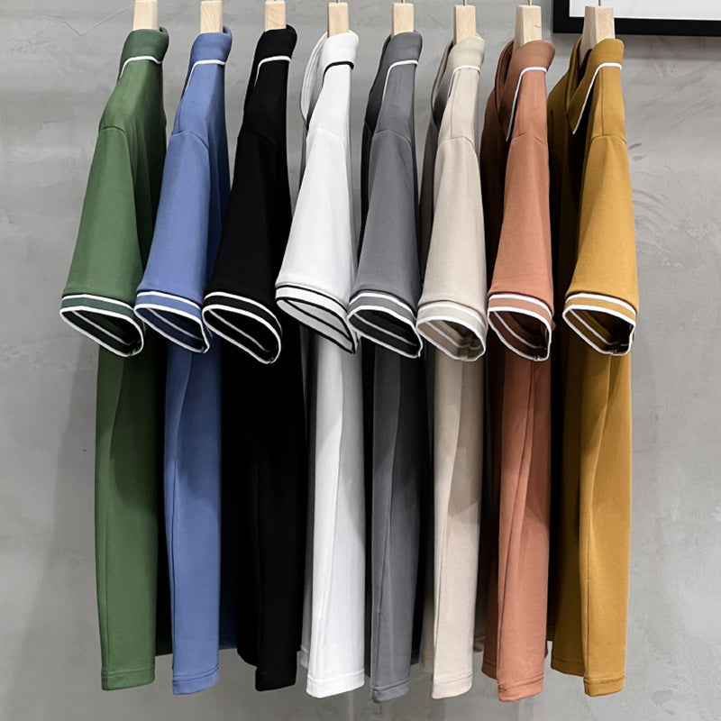 Men's Striped Slim Fit Polo Shirt Pearl Cotton Short Sleeve