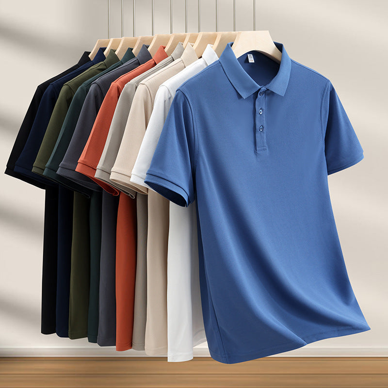 Men's Solid Color Polo Shirt Short Sleeve Business Casual Top