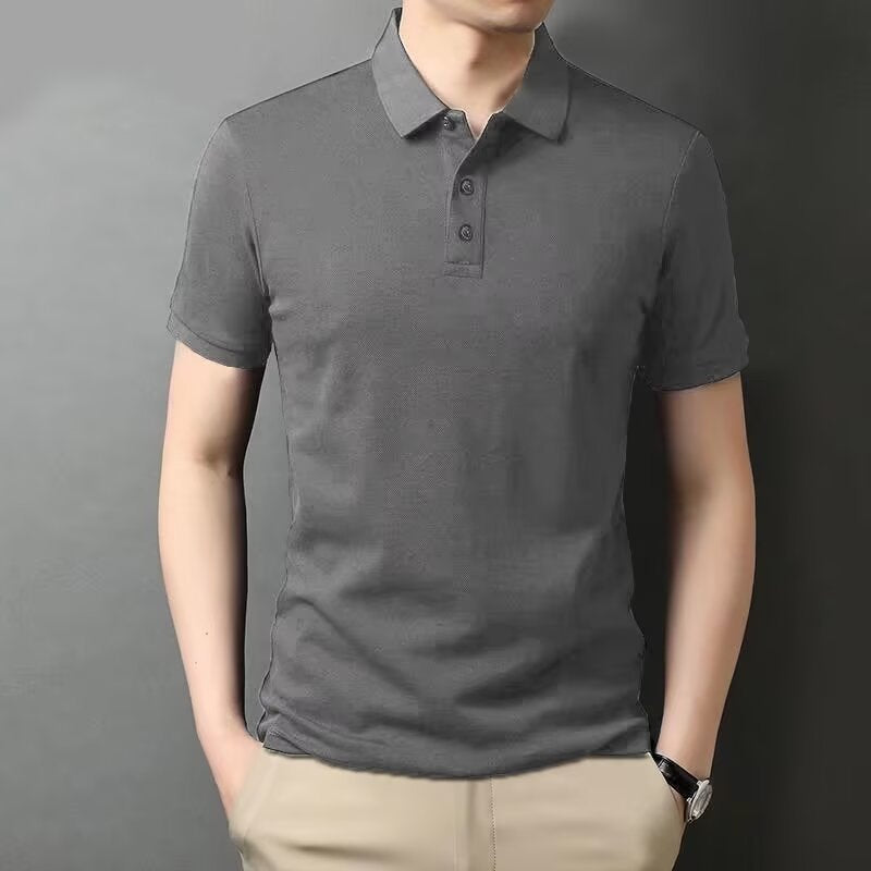 Men's Classic Solid Color Polo Shirt Short Sleeve Business Top
