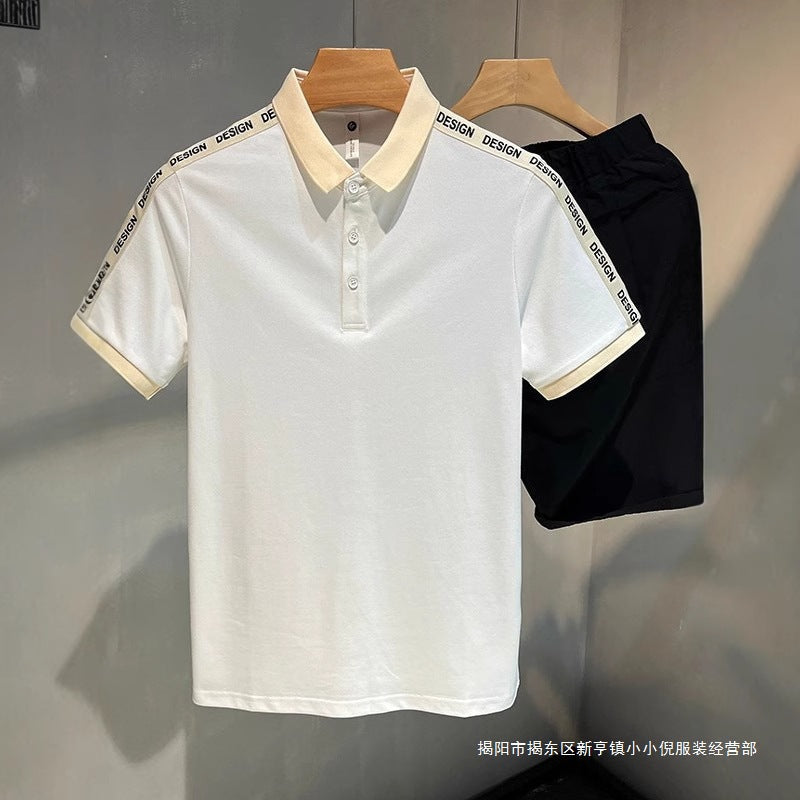 Men's Color Block Slim Fit Polo Shirt Short Sleeve Lapel Top
