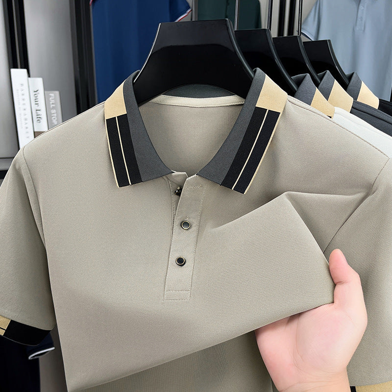Men's Embroidered Polo Shirt Breathable Short Sleeve Casual Top