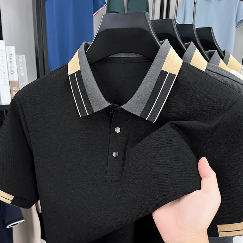 Men's Embroidered Polo Shirt Breathable Short Sleeve Casual Top