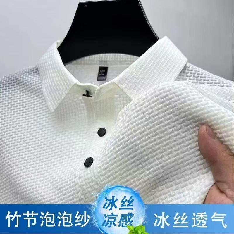 Men's Ice Silk Polo Shirt Breathable Short Sleeve Casual Top