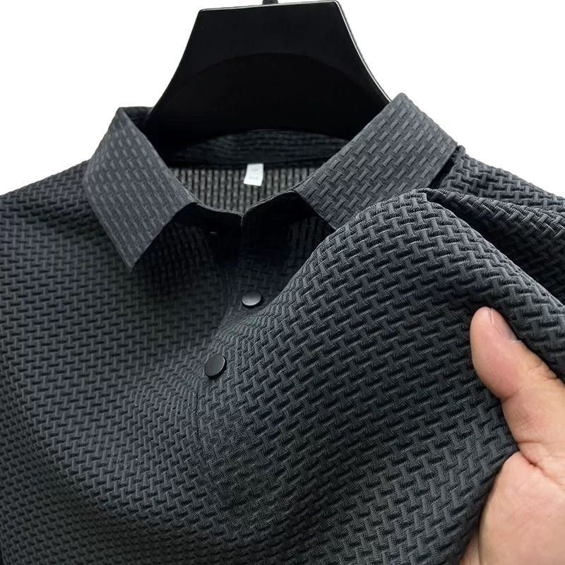 Men's Ice Silk Polo Shirt Breathable Short Sleeve Casual Top