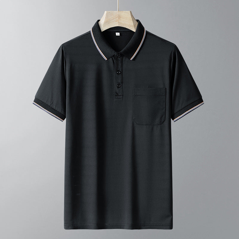 Men's Ice Silk Polo Shirt Quick Dry Short Sleeve Mesh Top