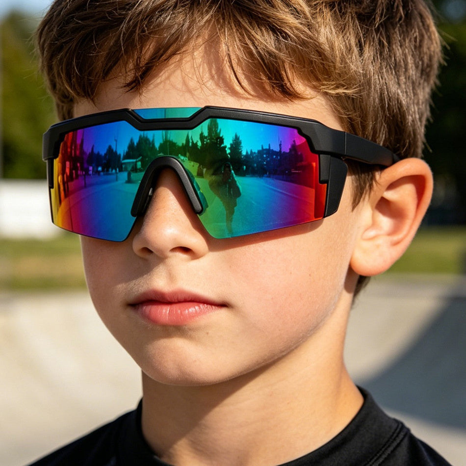 Kids' One-Piece Cycling Sunglasses with UV Protection