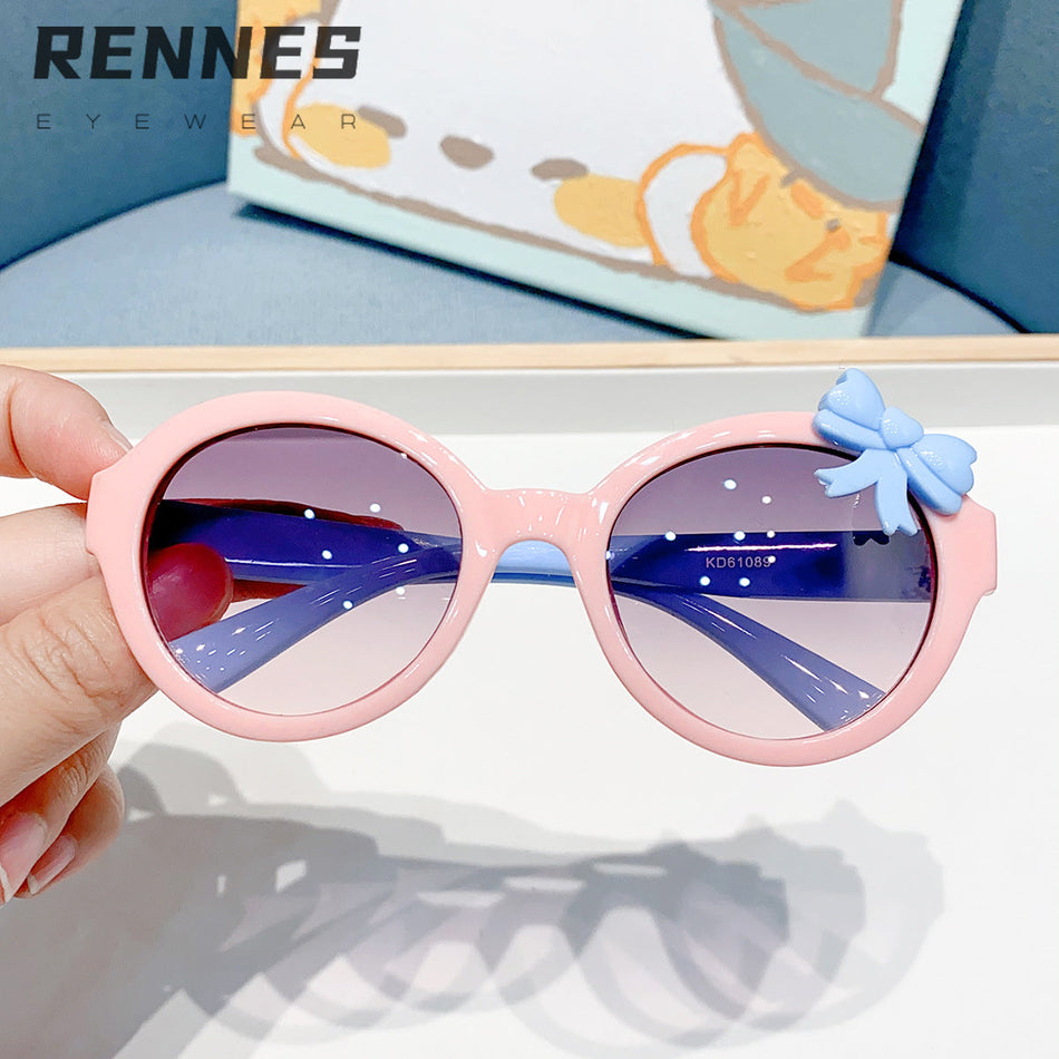 Kids' Round Frame Bow Sunglasses with UV Protection