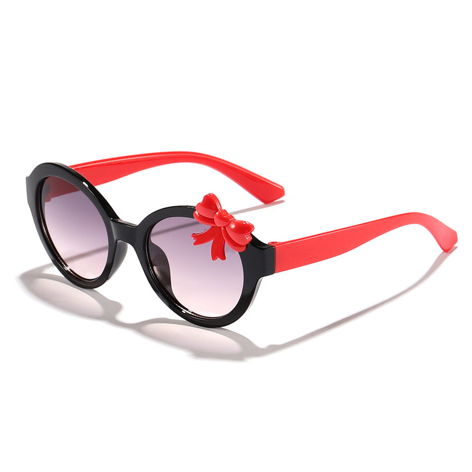 Kids' Round Frame Bow Sunglasses with UV Protection