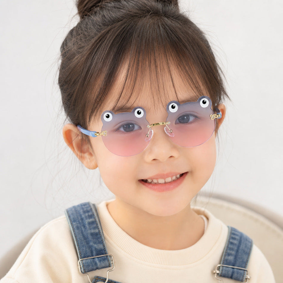 Kids' Frog Rimless Metal Sunglasses with UV Protection
